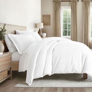 3pc Duvet Cover & Shams Set - Soft Microfiber Wrinkle Free White Full/Queen